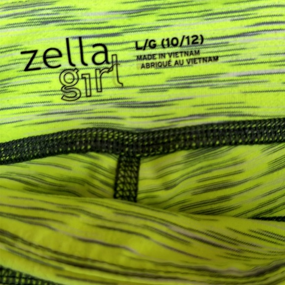 Zella girl size Large Pants Casual Workout Leggings 10-12 Lime Green Striped - Picture 5 of 5